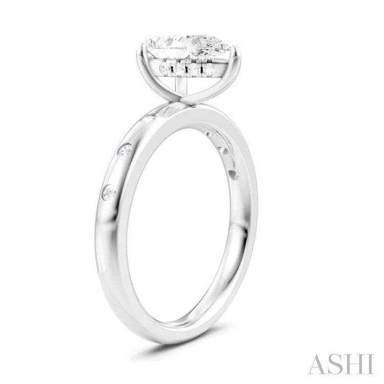 1/6 Ctw Akari Pear Shape Round Cut Diamond Semi-Mount Engagement Ring in 14K White Gold
