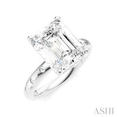 1/5 Ctw Akari Emerald Shape Round Cut Diamond Semi-Mount Engagement Ring in 14K White Gold
