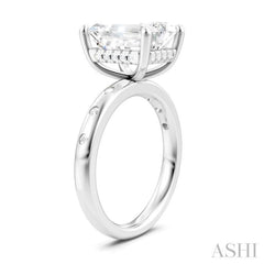 1/5 Ctw Akari Emerald Shape Round Cut Diamond Semi-Mount Engagement Ring in 14K White Gold