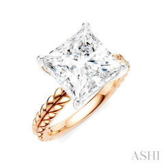 1/8 Ctw Princess Shape Round Cut Diamond Semi-Mount Engagement Ring in 14K Rose and White Gold