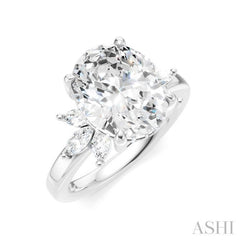 1/2 Ctw Akari Oval Shape Marquise and Round Cut Diamond Semi-Mount Engagement Ring in 14K White Gold