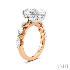 1 Ctw Pear Shape Marquise and Round Cut Diamond Semi-Mount Engagement Ring in 14K Rose and White Gold