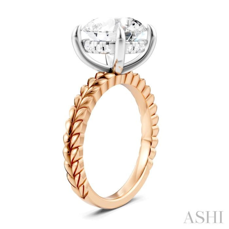 1/10 Ctw Circular Shape Round Cut Diamond Semi-Mount Engagement Ring in 14K Rose and White Gold