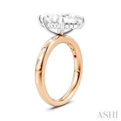 1/6 Ctw Akari Marquise Shape Round Cut Diamond Semi-Mount Engagement Ring in 14K Rose and White Gold