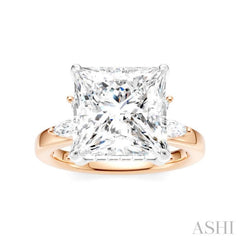 5/8 Ctw Akari Princess Shape Marquise and Round Cut Diamond Semi-Mount Engagement Ring in 14K Rose and White Gold