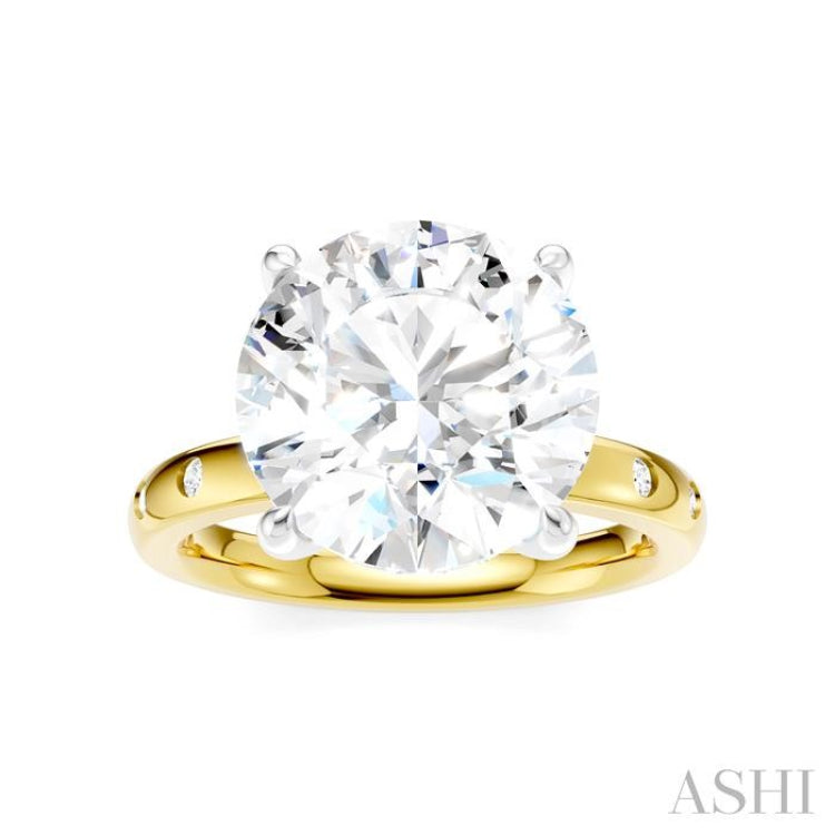 1/5 Ctw Round Shape Round Cut Diamond Semi-Mount Engagement Ring in 14K Yellow and White Gold