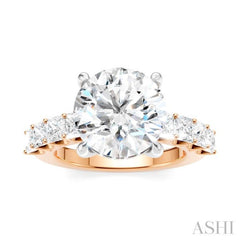 1 1/3 Ctw Round Shape Princess and Round Cut Diamond Semi-Mount Engagement Ring in 14K Rose and White Gold