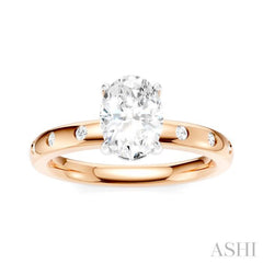 1/6 Ctw Akari Oval Shape Round Cut Diamond Semi-Mount Engagement Ring in 14K Rose and White Gold