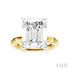 1/5 Ctw Akari Emerald Shape Round Cut Diamond Semi-Mount Engagement Ring in 14K Yellow and White Gold