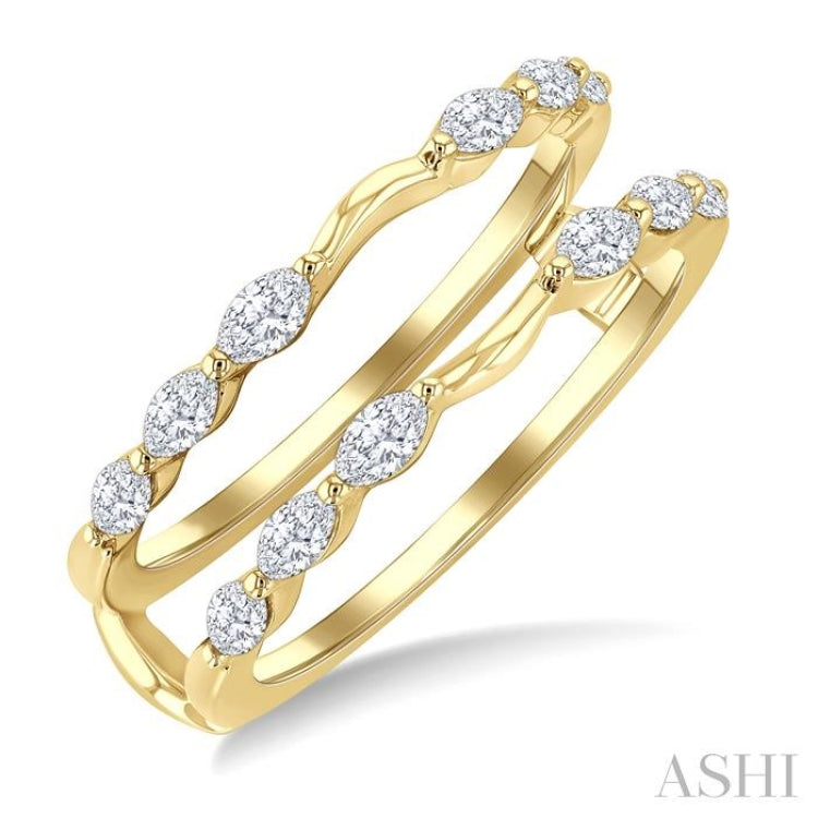 1/2 Ctw Carved Shank Marquise Cut Diamond Insert Ring in 14K Yellow Gold