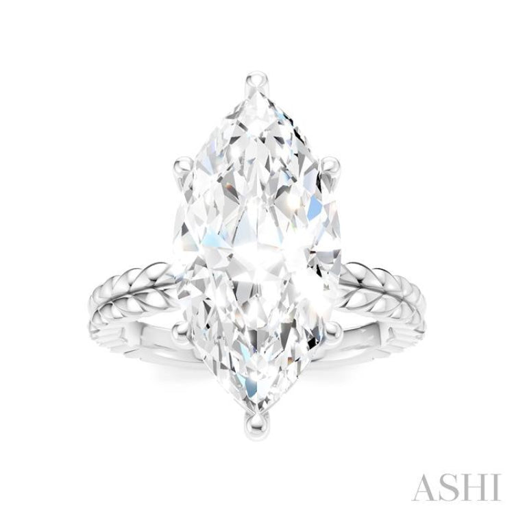 1/8 Ctw Marquise Shape Round Cut Diamond Semi-Mount Engagement Ring in 14K White Gold