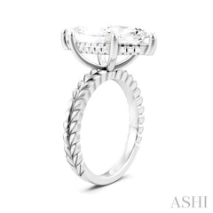 1/8 Ctw Marquise Shape Round Cut Diamond Semi-Mount Engagement Ring in 14K White Gold