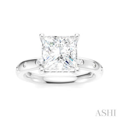 1/5 Ctw Akari Princess Shape Round Cut Diamond Semi-Mount Engagement Ring in 14K White Gold