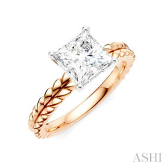 1/20 Ctw Princess Shape Round Cut Diamond Semi-Mount Engagement Ring in 14K Rose and White Gold