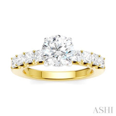 7/8 Ctw Round Shape Princess and Round Cut Diamond Semi-Mount Engagement Ring in 14K Yellow and White Gold