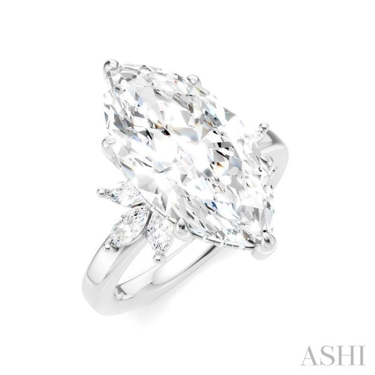 5/8 Ctw Akari Marquise and Round Cut Diamond Semi-Mount Engagement Ring in 14K White Gold