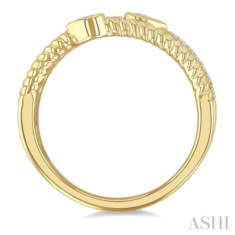 1/5 Ctw Split Three Row Pear and Round Cut Bead Bijoux Diamond Fashion Band in 10K Yellow Gold