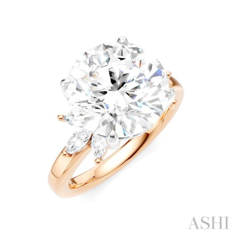 1/2 Ctw Akari Circular Shape Marquise and Round Cut Diamond Semi-Mount Engagement Ring in 14K Rose and White Gold