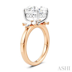 1/2 Ctw Akari Circular Shape Marquise and Round Cut Diamond Semi-Mount Engagement Ring in 14K Rose and White Gold