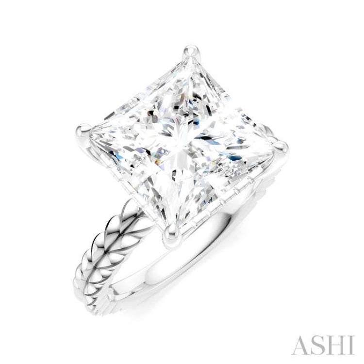 1/8 Ctw Princess Shape Round Cut Diamond Semi-Mount Engagement Ring in 14K White Gold