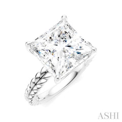 1/8 Ctw Princess Shape Round Cut Diamond Semi-Mount Engagement Ring in 14K White Gold