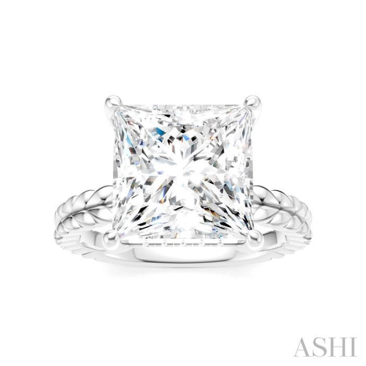 1/8 Ctw Princess Shape Round Cut Diamond Semi-Mount Engagement Ring in 14K White Gold