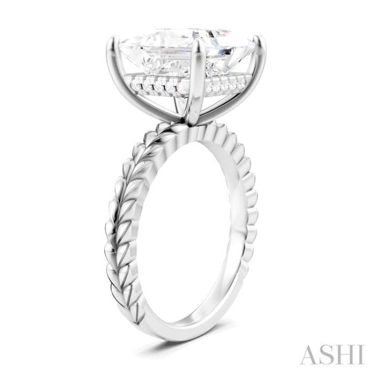 1/8 Ctw Princess Shape Round Cut Diamond Semi-Mount Engagement Ring in 14K White Gold