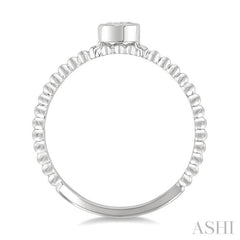 1/6 Ctw Bead Bijoux East-West Bezel Set Oval CutDiamond Stackable Petite Fashion Ring in 14K White Gold