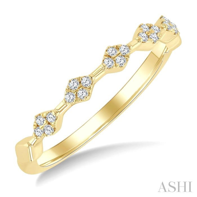 1/10 Ctw Geometric Round Cut Diamond Stackable Fashion Band in 10K Yellow Gold