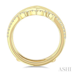 1/3 Ctw Chevron Center Round Cut Diamond Crown Insert Ring in 14K Yellow Gold