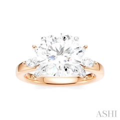1/2 Ctw Akari Circular Shape Marquise and Round Cut Diamond Semi-Mount Engagement Ring in 14K Rose and White Gold