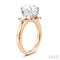 1/2 Ctw Akari Circular Shape Marquise and Round Cut Diamond Semi-Mount Engagement Ring in 14K Rose and White Gold