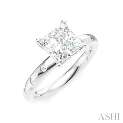 1/6 Ctw Akari Princess Shape Round Cut Diamond Semi-Mount Engagement Ring in 14K White Gold