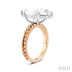 1/8 Ctw Marquise Shape Round Cut Diamond Semi-Mount Engagement Ring in 14K Rose and White Gold