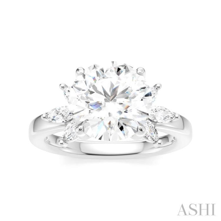 1/2 Ctw Akari Circular Shape Marquise and Round Cut Diamond Semi-Mount Engagement Ring in 14K White Gold