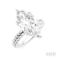 1/8 Ctw Marquise Shape Round Cut Diamond Semi-Mount Engagement Ring in 14K White Gold