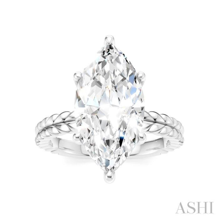 1/8 Ctw Marquise Shape Round Cut Diamond Semi-Mount Engagement Ring in 14K White Gold