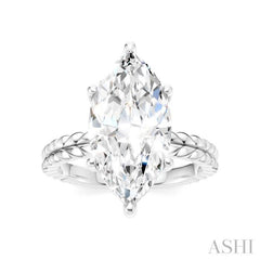 1/8 Ctw Marquise Shape Round Cut Diamond Semi-Mount Engagement Ring in 14K White Gold