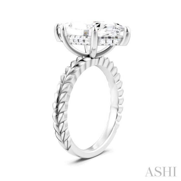 1/8 Ctw Marquise Shape Round Cut Diamond Semi-Mount Engagement Ring in 14K White Gold