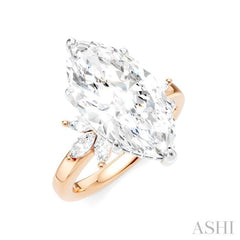 5/8 Ctw Akari Marquise and Round Cut Diamond Semi-Mount Engagement Ring in 14K Rose and White Gold