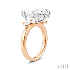 5/8 Ctw Akari Marquise and Round Cut Diamond Semi-Mount Engagement Ring in 14K Rose and White Gold