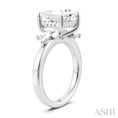 1/2 Ctw Akari Princess Shape Marquise and Round Cut Diamond Semi-Mount Engagement Ring in 14K White Gold