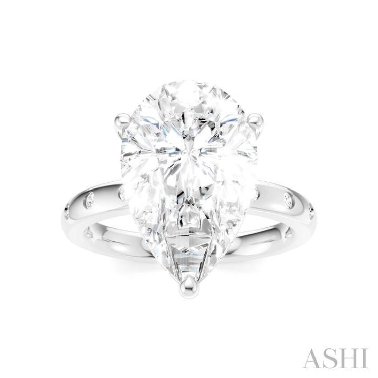 1/5 Ctw Akari Pear Shape Round Cut Diamond Semi-Mount Engagement Ring in 14K White Gold