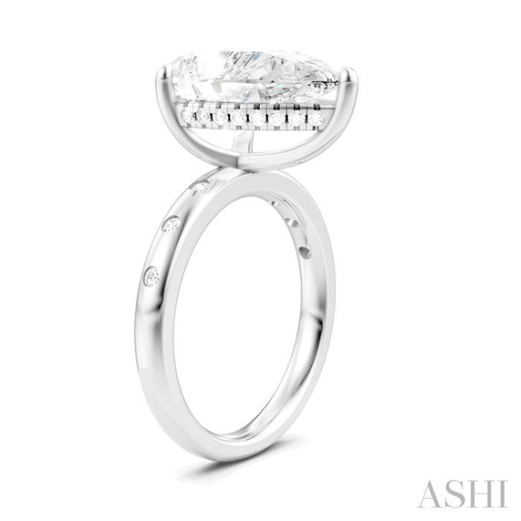 1/5 Ctw Akari Pear Shape Round Cut Diamond Semi-Mount Engagement Ring in 14K White Gold