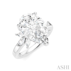 5/8 Ctw Akari Pear Shape Marquise and Round Cut Diamond Semi-Mount Engagement Ring in 14K White Gold