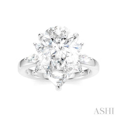 5/8 Ctw Akari Pear Shape Marquise and Round Cut Diamond Semi-Mount Engagement Ring in 14K White Gold