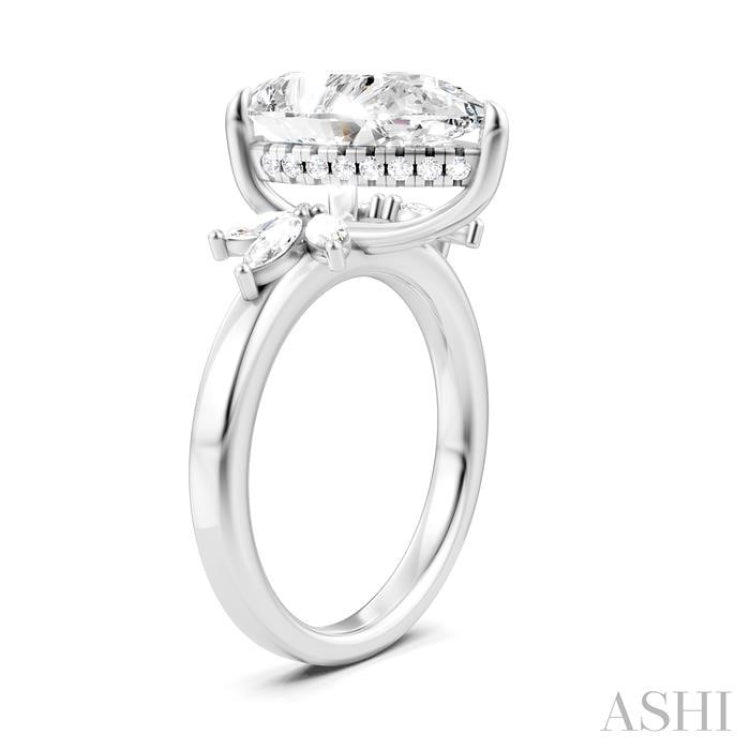 5/8 Ctw Akari Pear Shape Marquise and Round Cut Diamond Semi-Mount Engagement Ring in 14K White Gold