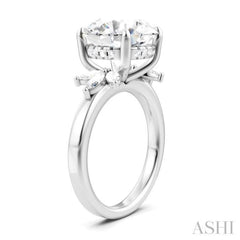 1/2 Ctw Akari Circular Shape Marquise and Round Cut Diamond Semi-Mount Engagement Ring in 14K White Gold
