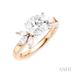 1/2 Ctw Akari Circular Shape Marquise and Round Cut Diamond Semi-Mount Engagement Ring in 14K Rose and White Gold