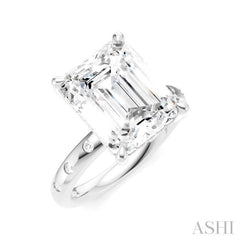 1/5 Ctw Akari Emerald Shape Round Cut Diamond Semi-Mount Engagement Ring in 14K White Gold